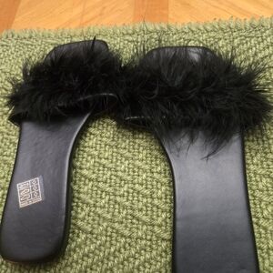 Zara Black Feathered Women's Slippers